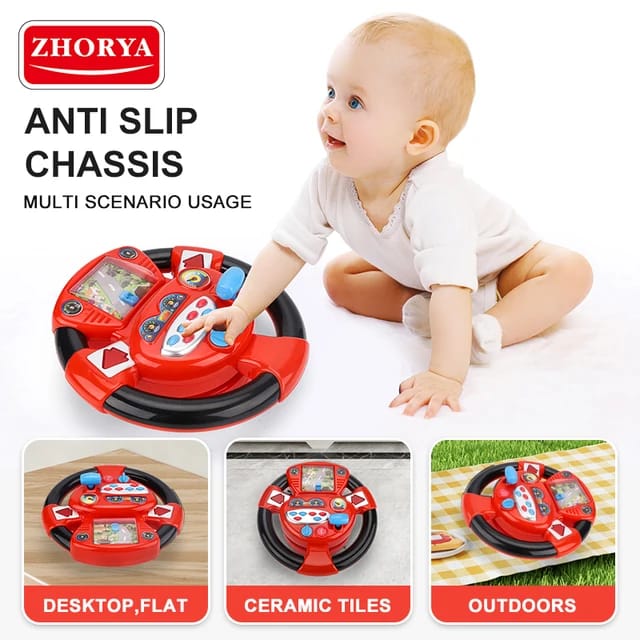 "Zhorya Multi-Scenario Anti-Slip Steering Wheel Toy for Toddlers – Safe on Desktops, Ceramic Tiles & Outdoors"