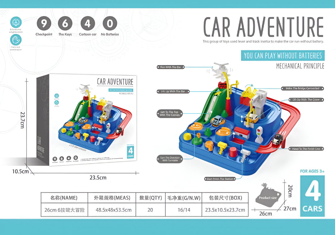 "Car Adventure Playset – Interactive Track with Slide & Accessories"